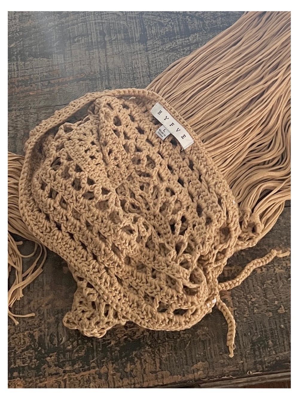 🟠NWT HYFVE Boho Crochet Fringe Cover-Up Maxi Skirt in Mocha - Picture 6 of 6